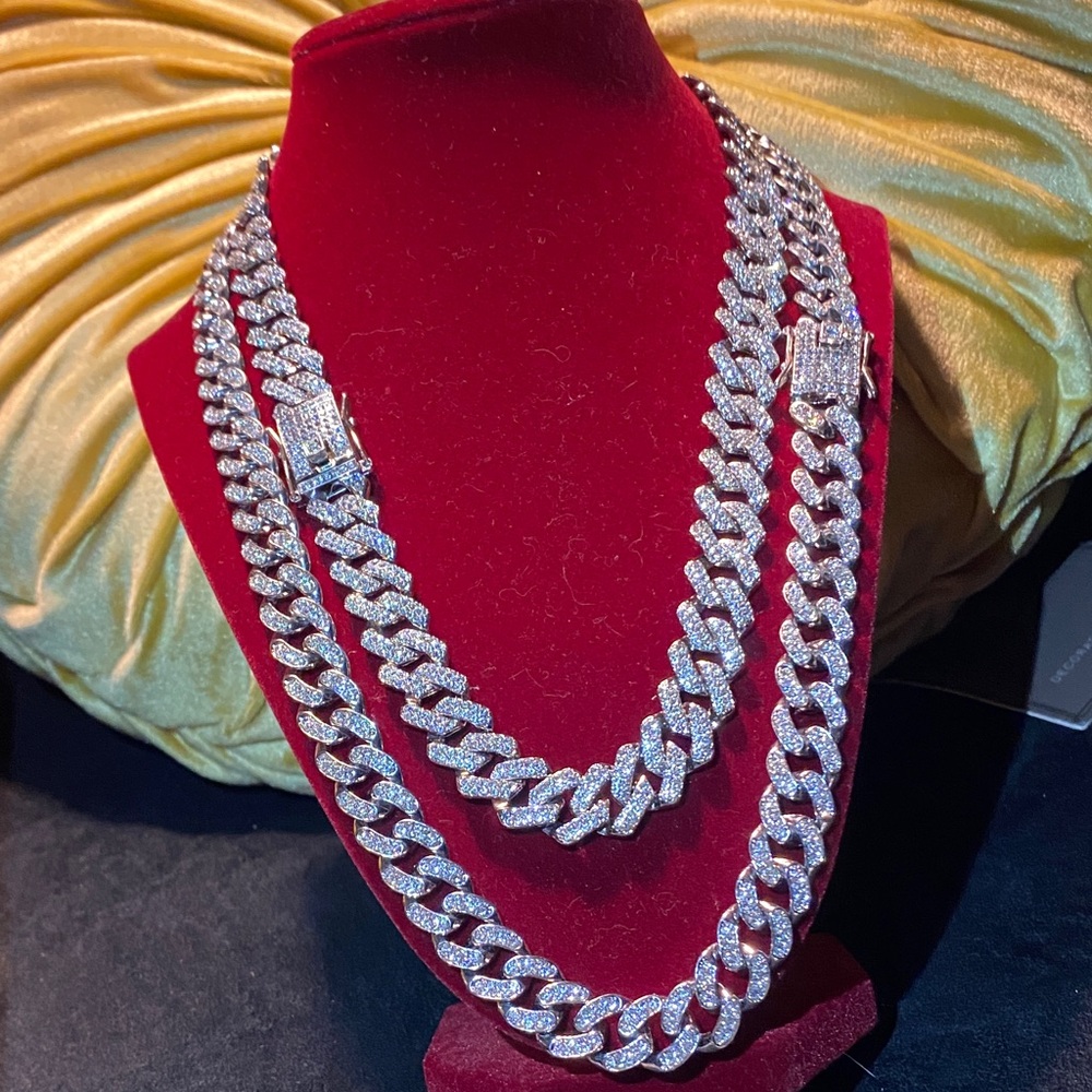 Silver Chain Necklace set 20 inch and 24 inch links